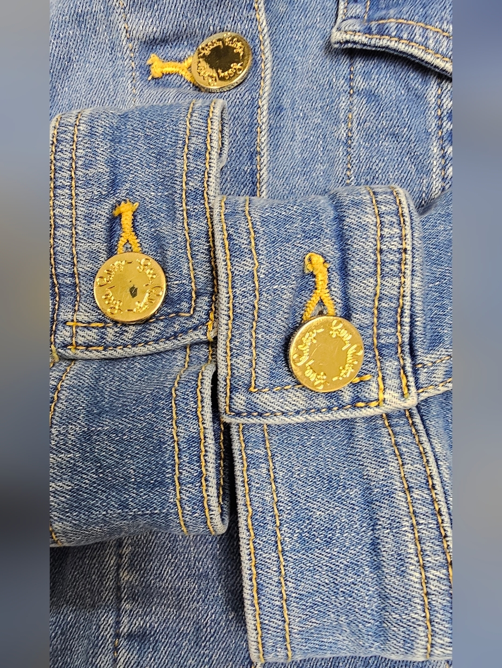 Lilly Pulitzer Jean Jacket Puff Sleeves Light Blue Stretch Women’s Size Large - Picture 9 of 11